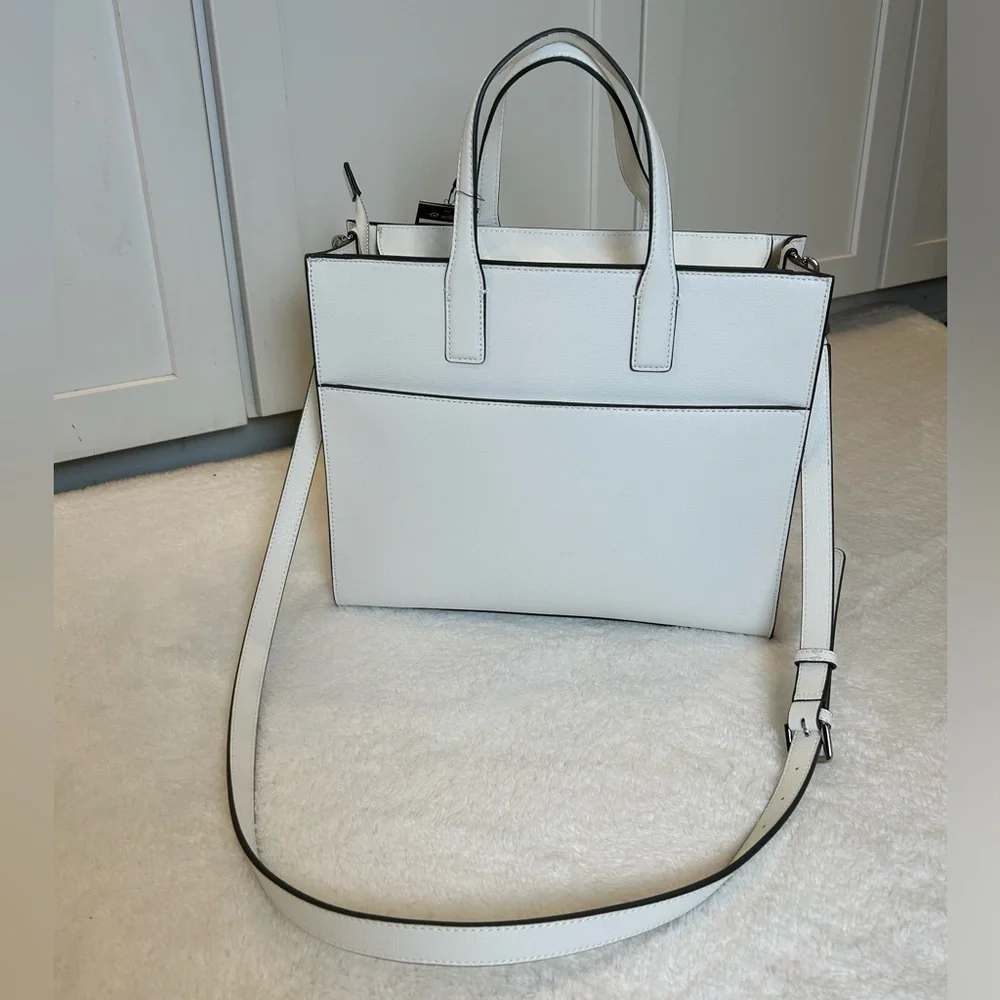 *New* Karl Lagerfeld Paris Floral Printed Tote Bag White Sunflower - Picture 5 of 17